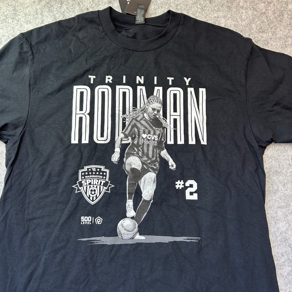 Trinity Rodman Graphic Logo Short Sleeve T-Shirt Black Sz Large NWT 500 Level